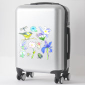 Sticker Fleurs bleues Miel Bee Dragonfly Fleurs sauvages V (Sur valise)