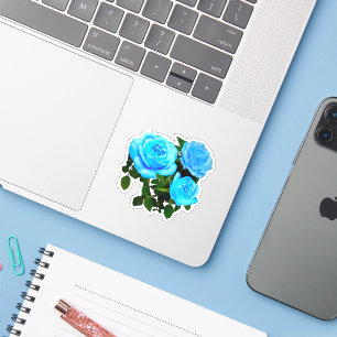 Sticker Fleurs bleues roses bleues