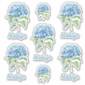Sticker Fleurs Blue Hydrangea Avec Votre Nom Vinyl (Devant)