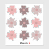 Sticker Fleurs Boho Tons Roses Terres (Feuille)