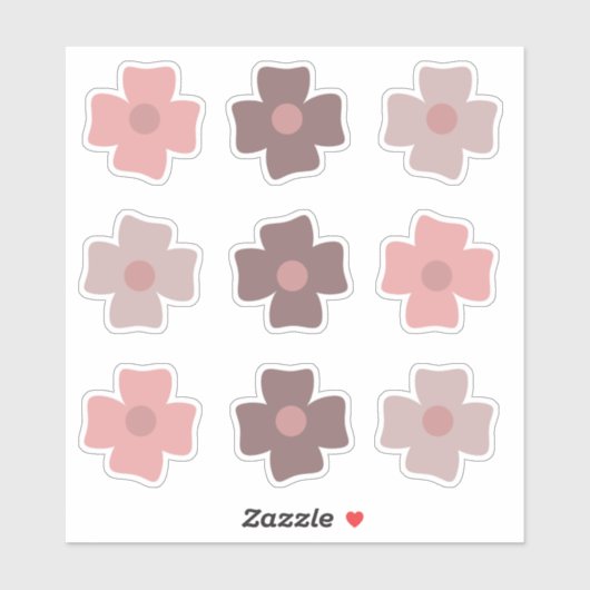 Sticker Fleurs Boho Tons Roses Terres (Feuille)