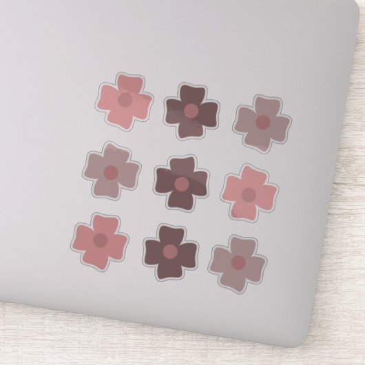 Sticker Fleurs Boho Tons Roses Terres (Détail)