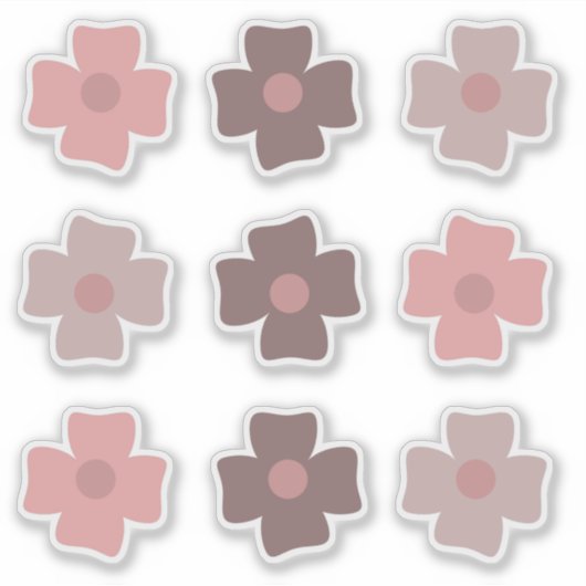 Sticker Fleurs Boho Tons Roses Terres (Devant)