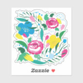 Sticker Fleurs colorées. (Feuille)