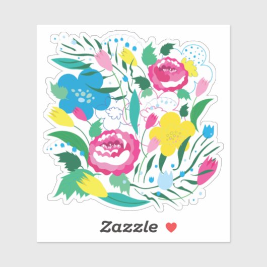 Sticker Fleurs colorées. (Feuille)