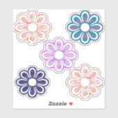 Sticker Fleurs colorées simples (Feuille)