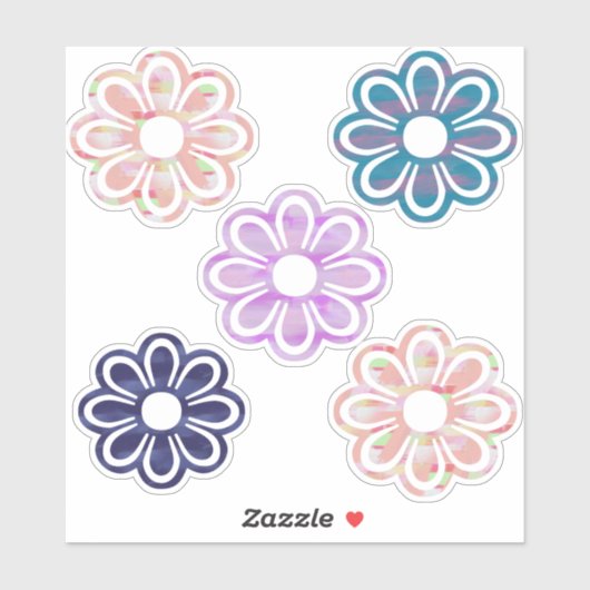 Sticker Fleurs colorées simples (Feuille)