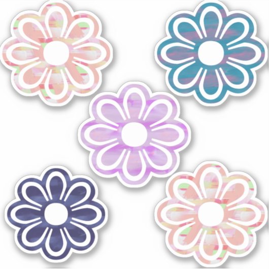 Sticker Fleurs colorées simples (Devant)