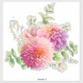Sticker Fleurs Dahlia Roses (Feuille)