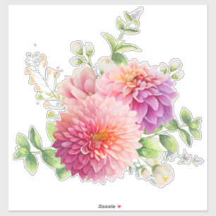 Sticker Fleurs Dahlia Roses