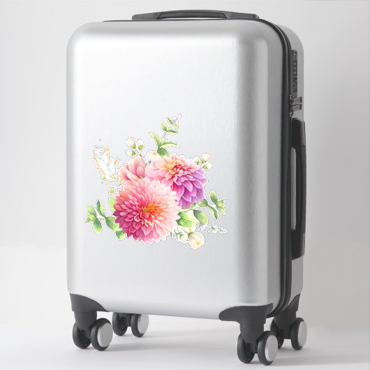 Sticker Fleurs Dahlia Roses (Sur valise)