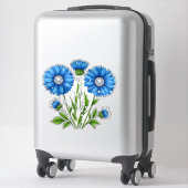 Sticker Fleurs d'anémone bleues avec des tiges vertes (Sur valise)