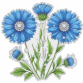 Sticker Fleurs d'anémone bleues avec des tiges vertes (Devant)