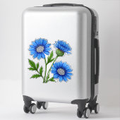 Sticker Fleurs d'anémone bleues avec des tiges vertes (Sur valise)