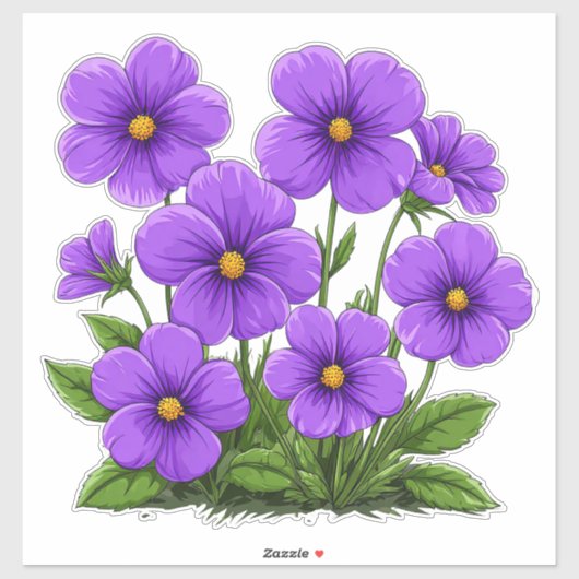 Sticker Fleurs d'anémone violet vibrant (Feuille)