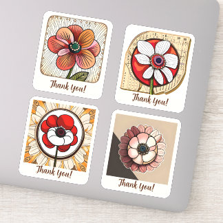 Sticker Fleurs d'anémones Super Retro Personnalisé