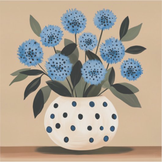 Sticker Fleurs dans un vase à pois (Devant)