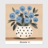 Sticker Fleurs dans un vase à pois (Feuille)