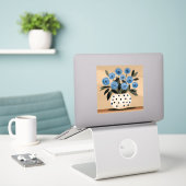 Sticker Fleurs dans un vase à pois (Ordinateur portable sur le bureau)