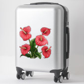 Sticker Fleurs d'anthurium rouges avec des feuilles vertes (Sur valise)
