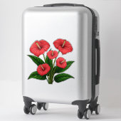 Sticker Fleurs d'anthurium rouges avec des feuilles vertes (Sur valise)