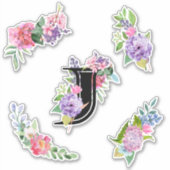 Sticker Fleurs d'aquarelle chic avec lettre J (Devant)