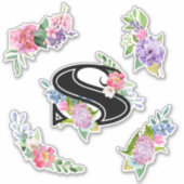 Sticker Fleurs d'aquarelle chic avec lettre S (Devant)