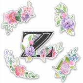 Sticker Fleurs d'aquarelle chic avec lettre Z (Devant)