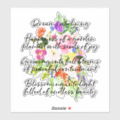 Sticker Fleurs d'aquarelle de poème de rêve (Feuille)