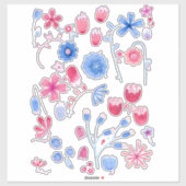 Sticker Fleurs d'aquarelle du jardin anglais (Feuille)