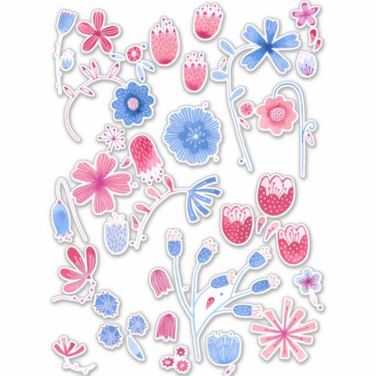 Sticker Fleurs d'aquarelle du jardin anglais (Devant)