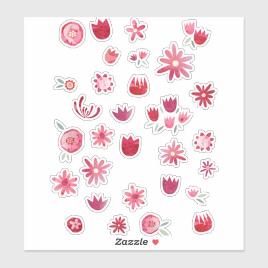 Sticker Fleurs d'aquarelle scandinave modernes (Feuille)