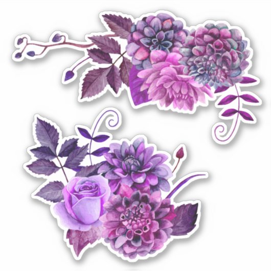 Sticker Fleurs d'aquarelle violet. Lilac jardin fleuri (Devant)