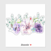 Sticker Fleurs d'aquarelles roses et violettes (Feuille)