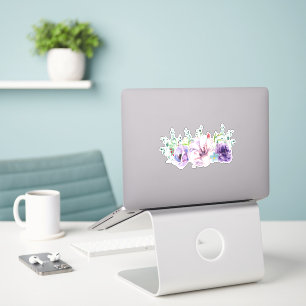 Sticker Fleurs d'aquarelles roses et violettes