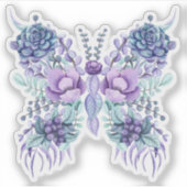 Sticker Fleurs de cactus & baies illustration papillon (Devant)
