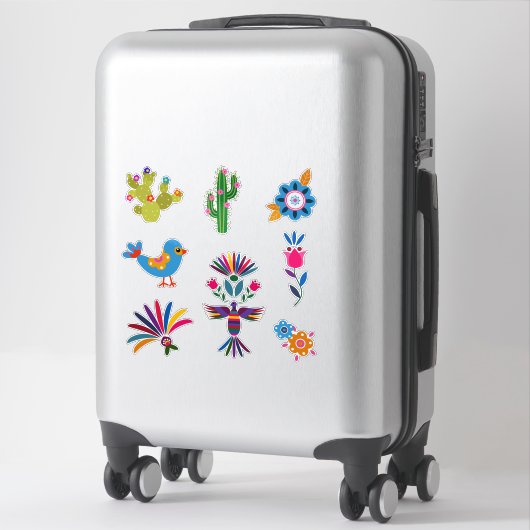 Sticker Fleurs de cactus Oiseau (Sur valise)