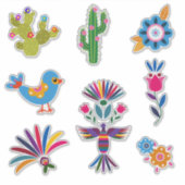 Sticker Fleurs de cactus Oiseau (Devant)