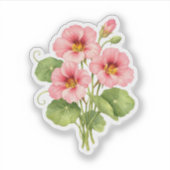 Sticker Fleurs de capucine rose à l'aquarelle (Devant)