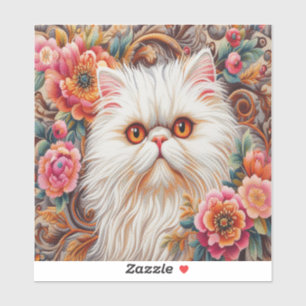 Sticker Fleurs de chaton persan, Plaisir Floral Chat persa