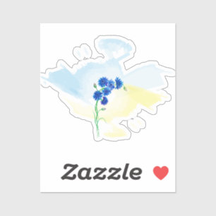 Sticker Fleurs de cornes d'aquarelle mignonnes sur fond bl