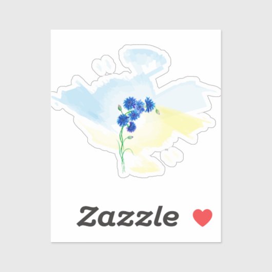 Sticker Fleurs de cornes d'aquarelle mignonnes sur fond bl (Feuille)