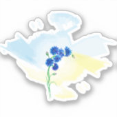 Sticker Fleurs de cornes d'aquarelle mignonnes sur fond bl (Recto)