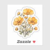 Sticker Fleurs de Cosmos Jaunes (Feuille)