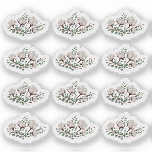 Sticker Fleurs de coton rustiques du sud (Devant)