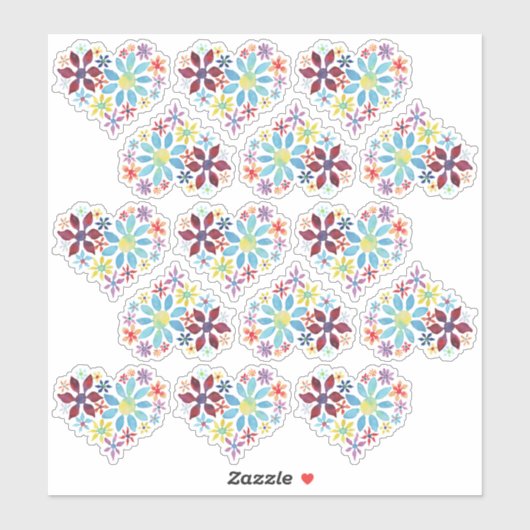 Sticker Fleurs de couleur d'eau (Feuille)