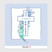 Sticker Fleurs de croix du prêtre personnalisées (Feuille)