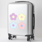 Sticker Fleurs de dessin Retro Girly Cute Pastel (Sur valise)