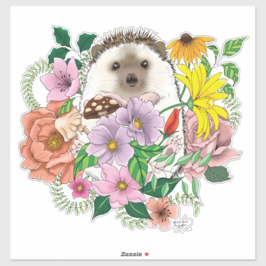 Sticker Fleurs de hérisson mignonnes (Feuille)