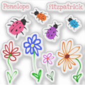 Sticker Fleurs de Jardin naïves mignonnes et Ladybugs avec (Devant)